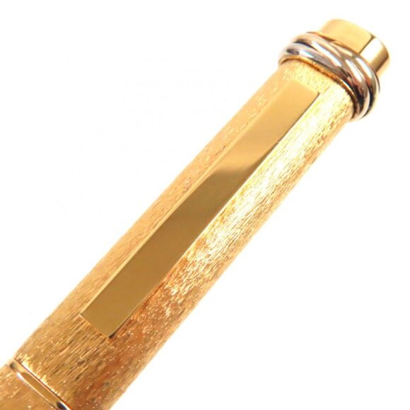 Cartier Vintage Trinity Ballpoint Pen With All Over Design Cap Style Gold